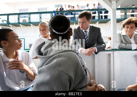 Saba Besuch von Ministerpräsident Balkenende Bijleveld und Emily de Jongh Elhage Stockfoto