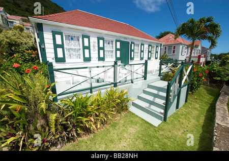 Saba Windwardside traditionelle Architektur Stockfoto