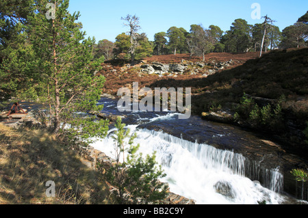 Fällt auf Lui Wasser, Linn of Dee, in der Nähe von Braemar, Aberdeenshire, Schottland, UK. Stockfoto