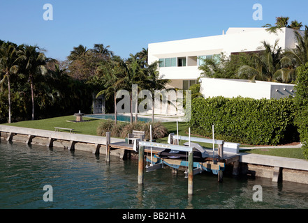 Waterfront-Luxus-Haus in Miami, Florida USA Stockfoto