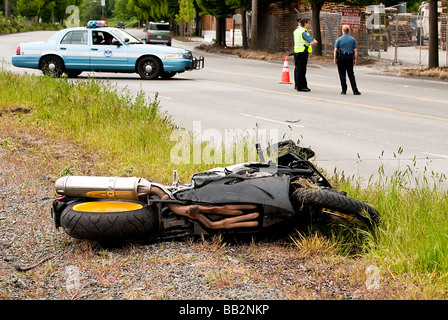 "Motorrad-unten" Stockfoto