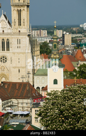 Kroatien-Zagreb. Dom und Marienkirche von Oberstadt Stockfoto