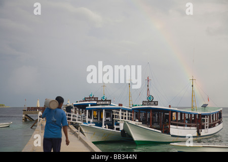 Indonesien, Süd-Sulawesi Provinz, Wakatobi Archipel Meeresschutzgebiet. Wakatobi Resort. Stockfoto