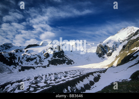 Piz Palü und Morteratschgletscher im Berninagruppe von Engandine Alpen Graubünden Graubünden Schweiz Stockfoto