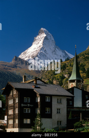 Matterhorn-Blick von Zermatt in der Schweiz Walliser Alpen Stockfoto
