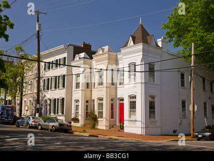 ALEXANDRIA VIRGINIA USA historische Häuser auf der Queen Street in der Altstadt Stockfoto