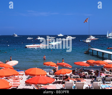 Blick auf den Strand von Saint Tropez Pampelonne Süden von Frankreich EU FR FRA Frankreich Provence Alpes Côte d Azur Var Saint Tropez Stockfoto