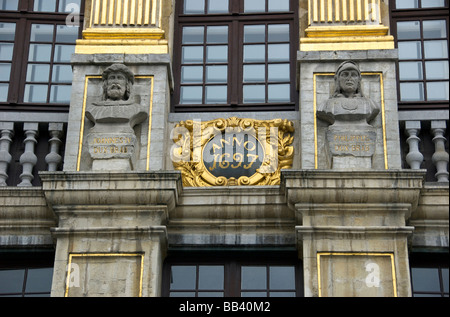 Europa Belgien, Brüssel-Hauptregion, Brüssel, Brüssel, Bruxelles, Detail von La Maison des Ducs de Brabant in Grand Place Stockfoto