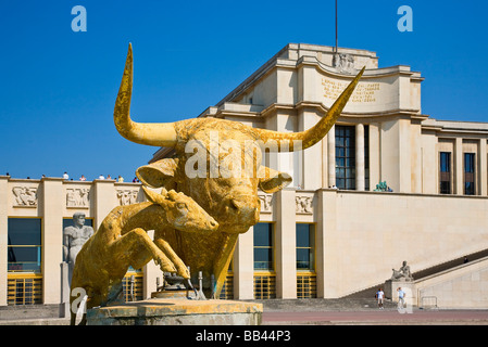 TROCADERO UND DEM PALAIS DE CHAILLOT PARIS Stockfoto