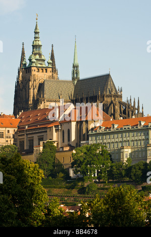 St. Vitus Kathedrale & Prager Burg, eine der größten Burgen in der Welt bei ca. 570 Meter in der Länge. Stockfoto