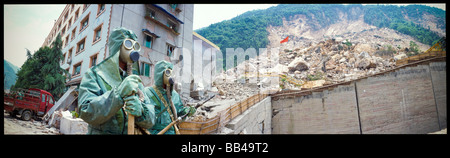 Nachwirkungen des Erdbebens in Beichuan, Sichuan, China. Stockfoto