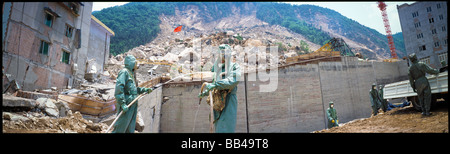 Nachwirkungen des Erdbebens in Beichuan, Sichuan, China. Stockfoto