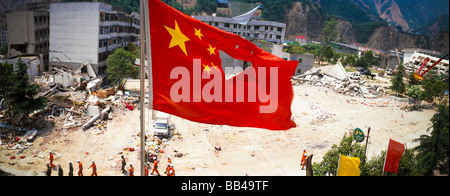 Nachwirkungen des Erdbebens in Beichuan, Sichuan, China. Stockfoto