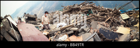 Nachwirkungen des Erdbebens in Beichuan, Sichuan, China. Stockfoto