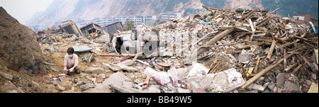 Nachwirkungen des Erdbebens in Beichuan, Sichuan, China. Stockfoto