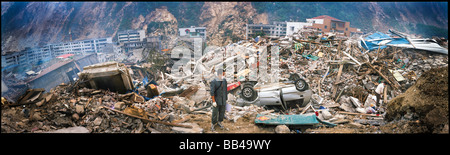 Nachwirkungen des Erdbebens in Beichuan, Sichuan, China. Stockfoto