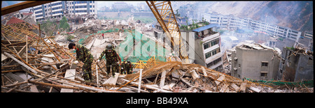 Nachwirkungen des Erdbebens in Beichuan, Sichuan, China. Stockfoto