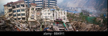 Nachwirkungen des Erdbebens in Beichuan, Sichuan, China. Stockfoto