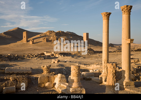 Römische Ruinen in der Wüste-Oase Palmyra, Syrien. Stockfoto