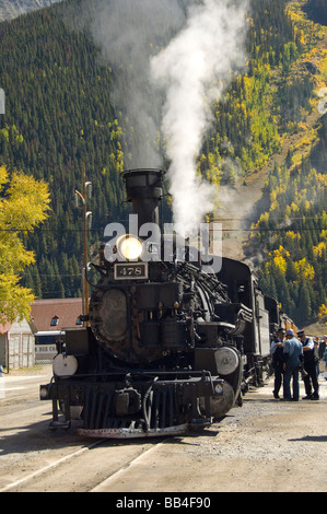 Colorado, Silverton. Der Durango & Silverton Narrow Gauge Railroad. Silverton Bahnhof. Stockfoto