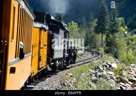 Colorado, Durango & Silverton Narrow Gauge Railroad. Ansichten aus dem Zug. Stockfoto