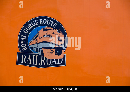 Colorado, Canon City, Royal Gorge Route Railroad. Property-Release. Eisenbahn-Logo Detail. Stockfoto