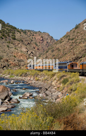 Colorado, Canon City, Royal Gorge Eisenbahn. Property-Release. Ansichten aus dem Zug entlang des Arkansas River. Stockfoto