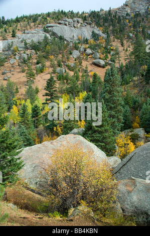 Colorado, Colorado Springs, Manitou Springs. Pikes Peak Cog Railway. Ansichten aus dem Zug. Stockfoto