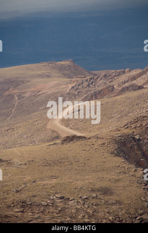 Colorado Colorado Springs. Pikes Peak Cog Railway. Blick vom Gipfel des Pikes Peak Pikes Peak Highway. Stockfoto