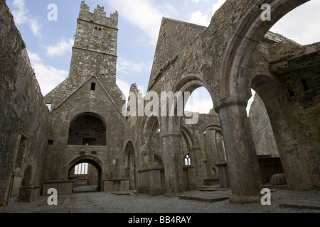 Europa, Irland, Galway. Im Inneren der Ross Errilly Friary. Stockfoto