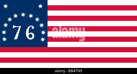Historische Flagge der Vereinigten Staaten von Amerika. Der Bennington oder "76," Flagge wurde wahrscheinlich in der Schlacht von Bennington, A geflogen