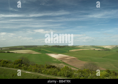 Blick nach Norden von Cissbury Ring über den South Downs in West Sussex. Stockfoto