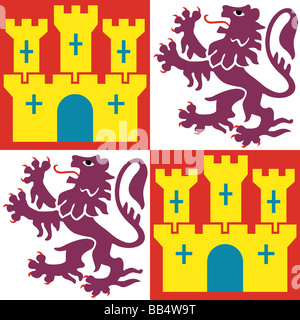 Historische Flagge der Vereinigten Staaten von Amerika. Als Columbus Amerika gefunden, er flog das Banner von Kastilien und Leon, die Stockfoto
