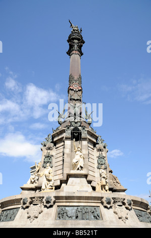 Denkmal von Christopher Columbus am Ende der La Rambla, Barcelona, Spanien Stockfoto