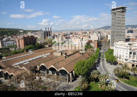 Luftaufnahme über Bezirk El Raval in Barcelona Spanien Stockfoto