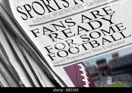 Zeitung, die sagt "Fans sind bereit für einige Fußball" Stockfoto