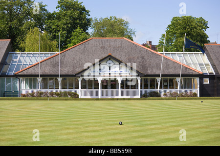 Das Clubhaus des Royal Leamington Spa Bowling Club, Leamington Spa, Warwickshire, England, UK Stockfoto