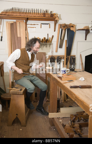 Tischler Werkstatt in Colonial Williamsburg, Virginia. Stockfoto