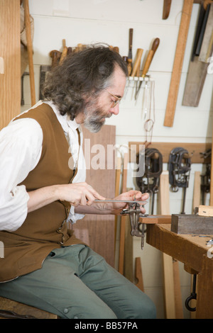 Tischler Werkstatt in Colonial Williamsburg, Virginia. Stockfoto