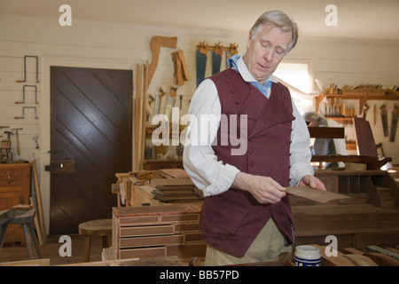 Tischler Werkstatt in Colonial Williamsburg, Virginia. Stockfoto