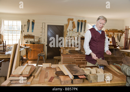 Tischler Werkstatt in Colonial Williamsburg, Virginia. Stockfoto