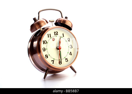Wecker auf weiß Stockfoto