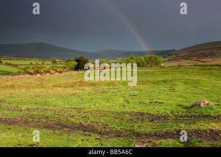 Regenbogen. Dartmoor. Devon. England. Europa Stockfoto