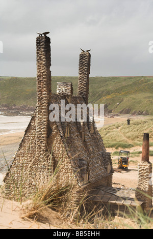 16. Mai 2009: ein Haus, das für die siebte und letzte Harry Potter aus der Schale an einem Strand in West Wales gebaut wurde Stockfoto