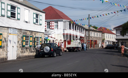 Die Innenstadt von Charlestown Hauptstadt Nevis Karibik-Insel Stockfoto