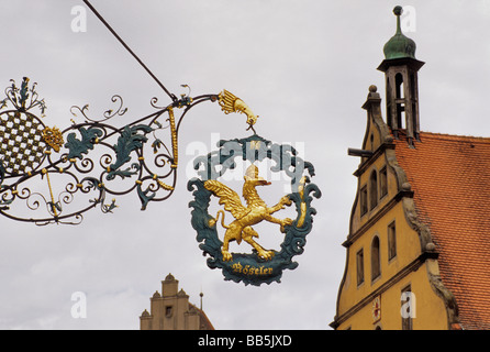 Schmiedeeisen Shop anmelden am Weinmarkt in Dinkelsbühl an der romantischen Straße-Bayern-Deutschland Stockfoto