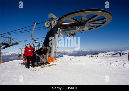 Entfernten Sessellift der Skistation von Valberg Stockfoto