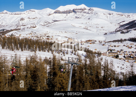 Die Skistation von Valberg im Nationalpark Mercantour und den Gipfel von der Mounier Stockfoto