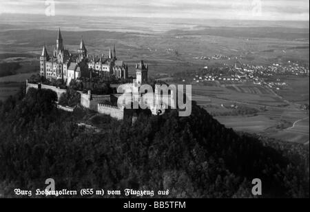 Architektur, Schlösser, Deutschland, Baden-Württemberg, Burg von der Stadt der Stadt, Aussicht, Kosmos-Postkarte, Franckh-Verlag, Stuttgart, ca. 1930er Jahre, Stockfoto