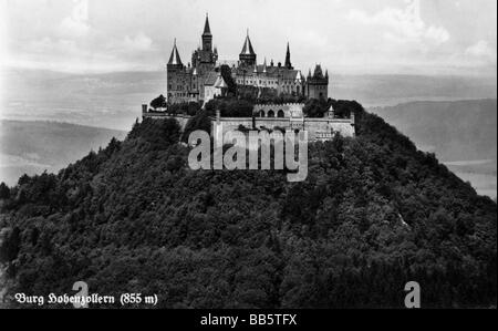 Architektur, Schlösser, Deutschland, Baden-Württemberg, Burg von der Stadt der Stadt, Aussicht, Kosmos-Postkarte, Franckh-Verlag, Stuttgart, ca. 1930er Jahre, Stockfoto